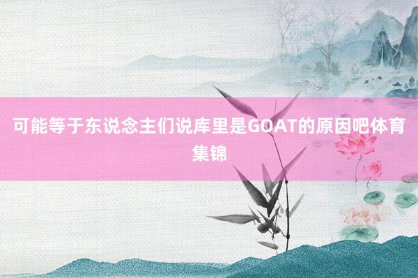 可能等于东说念主们说库里是GOAT的原因吧体育集锦
