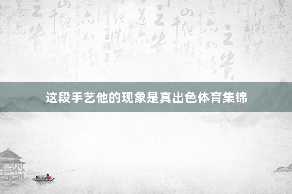 这段手艺他的现象是真出色体育集锦