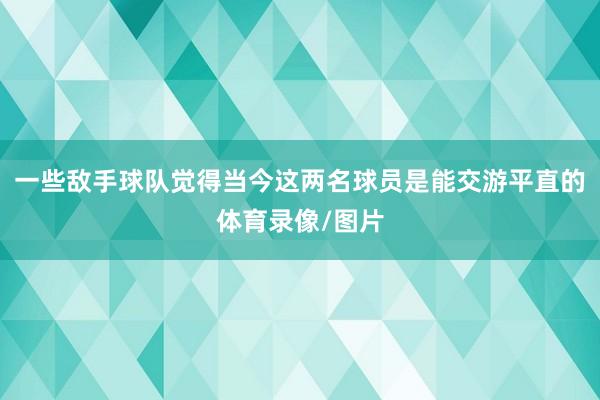 一些敌手球队觉得当今这两名球员是能交游平直的体育录像/图片