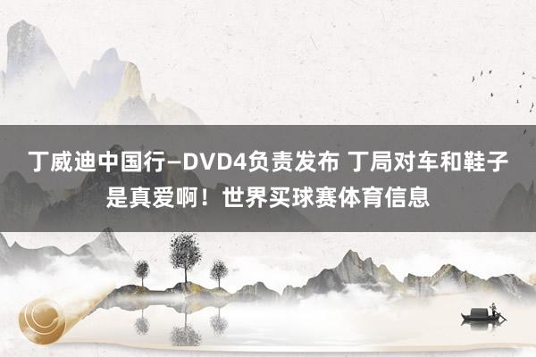 丁威迪中国行—DVD4负责发布 丁局对车和鞋子是真爱啊!世界买球赛体育信息