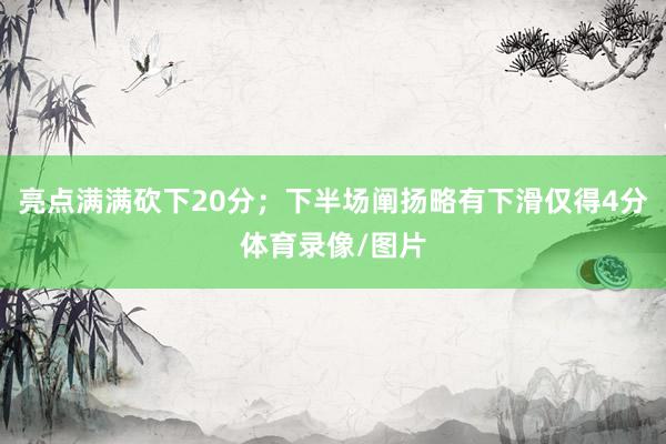 亮点满满砍下20分；下半场阐扬略有下滑仅得4分体育录像/图片